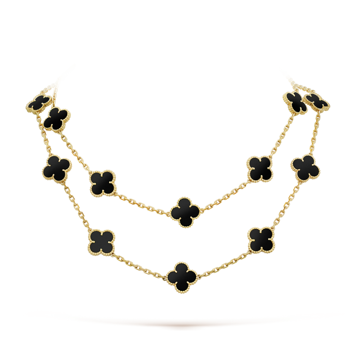 [⭐Hinora Jewelry]CLOVER 20 MOTIFS ONYX NECKLACE