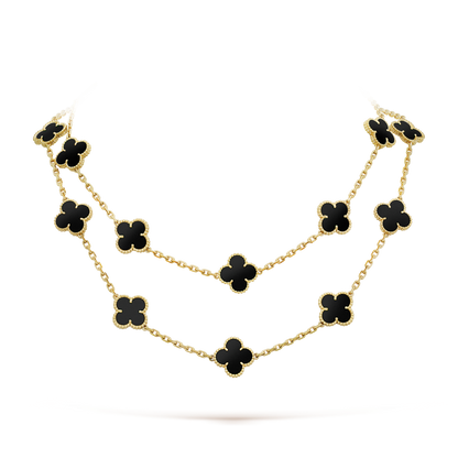 [⭐Hinora Jewelry]CLOVER 20 MOTIFS ONYX NECKLACE