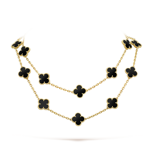 [⭐Hinora Jewelry]CLOVER 20 MOTIFS ONYX NECKLACE