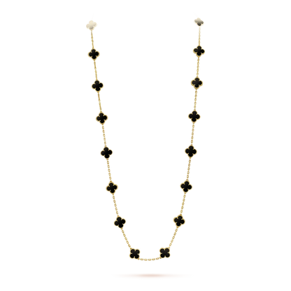 [⭐Hinora Jewelry]CLOVER 20 MOTIFS ONYX NECKLACE