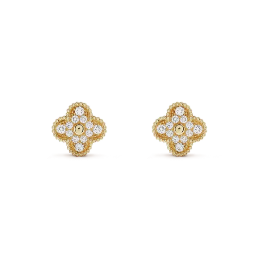 [⭐Hinora Jewelry]CLOVER MEDIUM 1 MOTIFS FUll DIAMOND EARRINGS