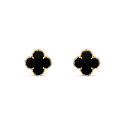 [⭐Hinora Jewelry]CLOVER MEDIUM 1 MOTIFS  ONYX STUD EARRINGS