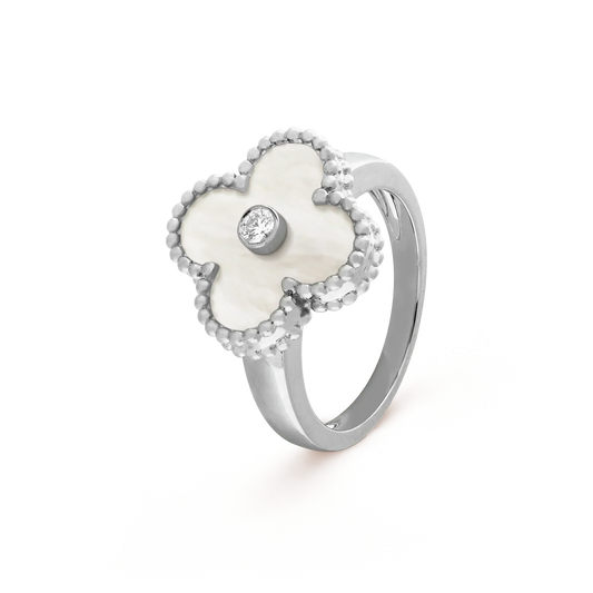 [⭐Hinora Jewelry]CLOVER SILVER MOP DIAMOND RING