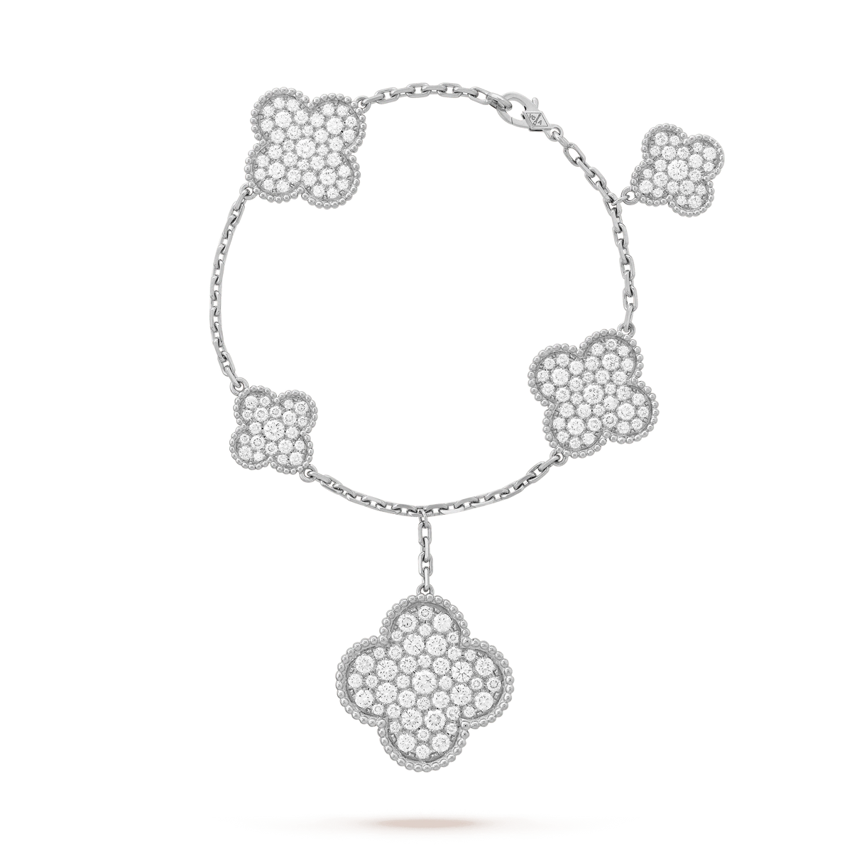 [⭐Hinora Jewelry]CLOVER 6 MOTIFS SILVER DIAMOND BRACELET