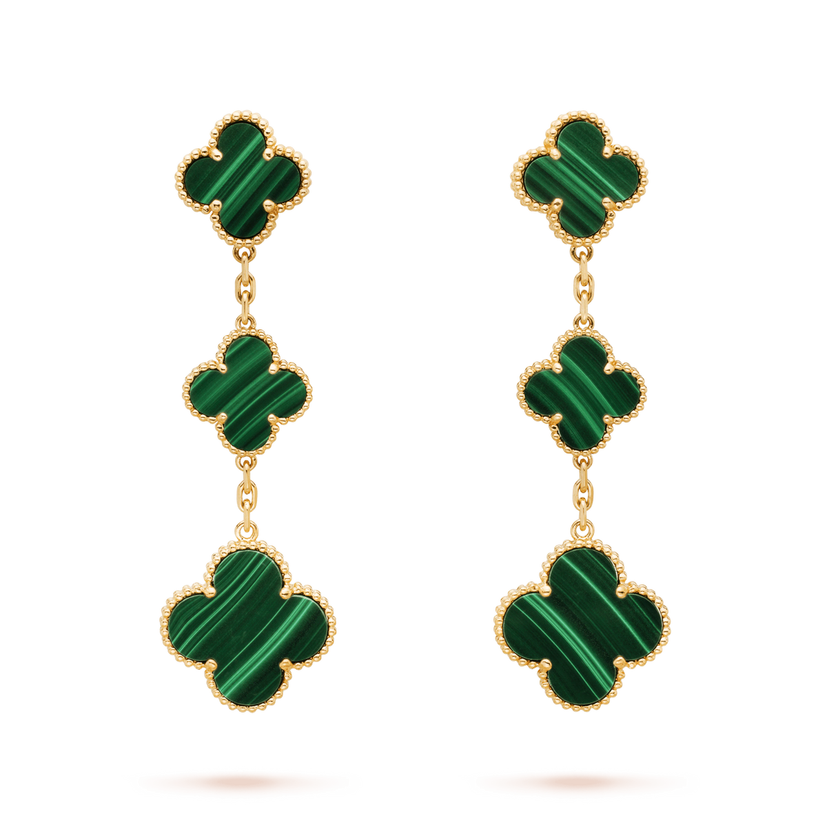 [⭐Hinora Jewelry]CLOVER MALACHITE 3 MOTIFS GOLD