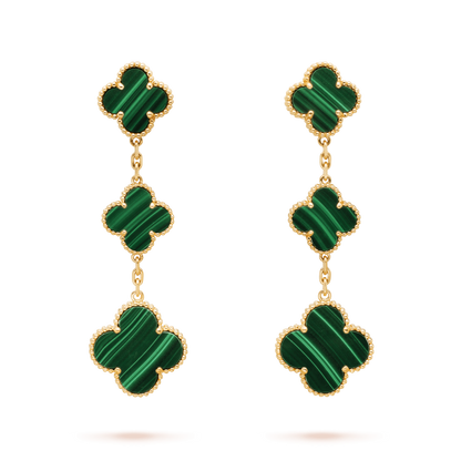 [⭐Hinora Jewelry]CLOVER MALACHITE 3 MOTIFS GOLD