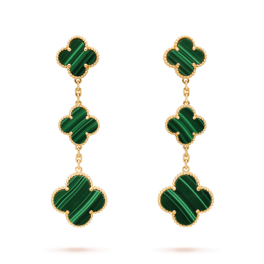 [⭐Hinora Jewelry]CLOVER MALACHITE 3 MOTIFS GOLD