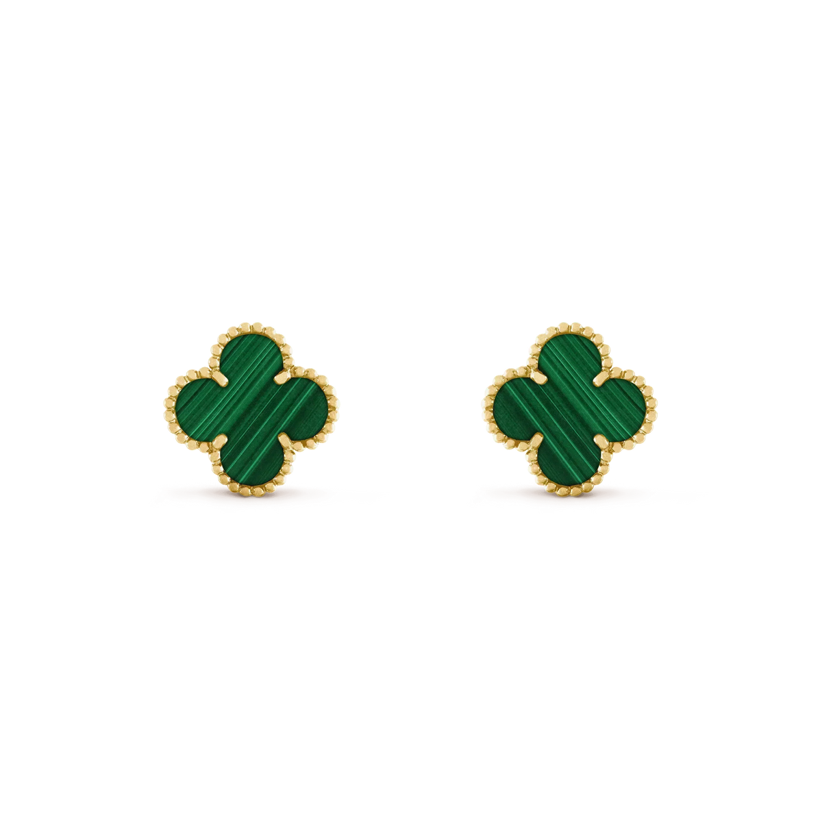 [⭐Hinora Jewelry]CLOVER MEDIUM 1 MOTIFS MALACHITE  EARRINGS