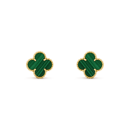 [⭐Hinora Jewelry]CLOVER MEDIUM 1 MOTIFS MALACHITE  EARRINGS