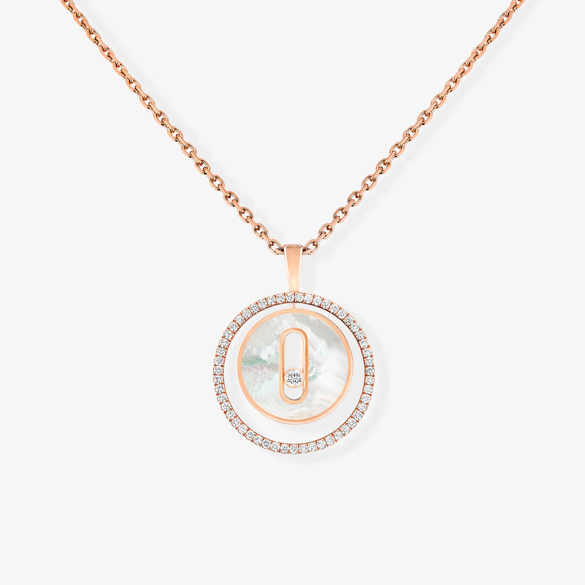 [⭐Hinora Jewelry]Demo MOVE 1 DIAMOND WHITE MOTHER OF PEARL PINK GOLD DIAMOND NECKLACE