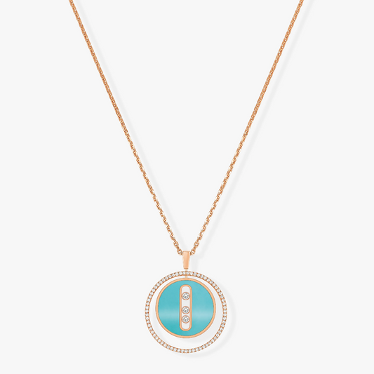 [⭐Hinora Jewelry]Demo MOVE 3 DIAMONDS TURQUOISE PINK GOLD DIAMOND NECKLACE