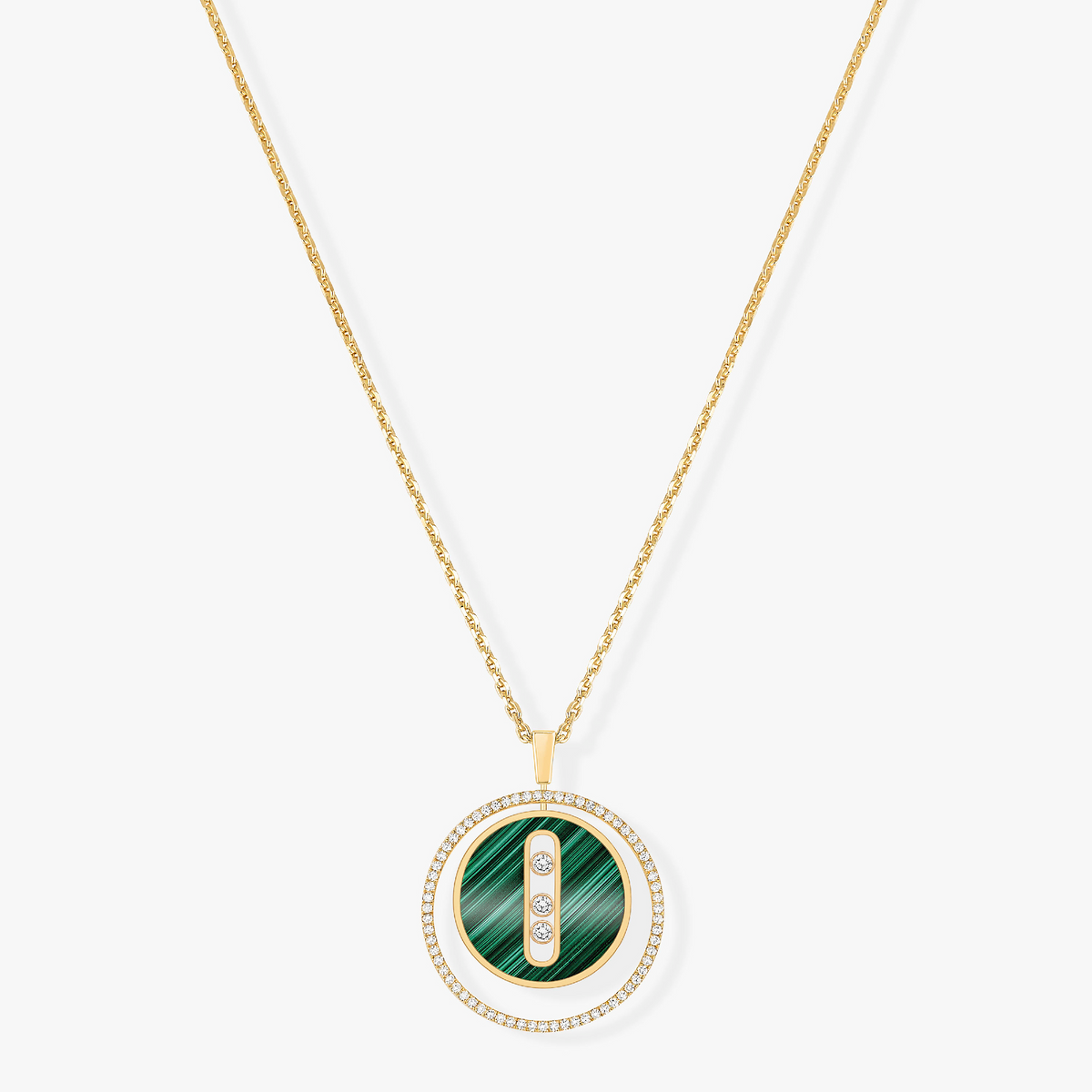 [⭐Hinora Jewelry]Demo MOVE 3 DIAMOND MALACHITE GOLD DIAMOND NECKLACE