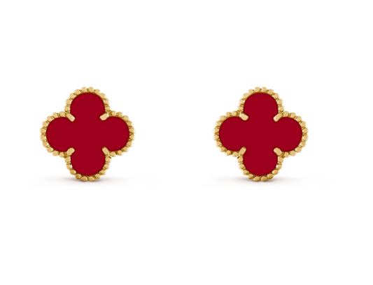 [⭐Hinora Jewelry] CLOVER 20MM RED AGATE EARRINGS