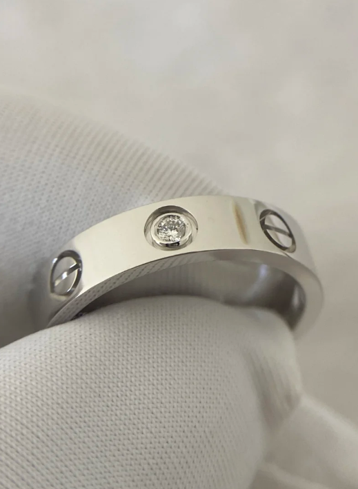 [⭐Hinora Jewelry]LOVE RING 4MM 1 DIAMOND SILVER