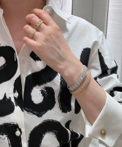 [⭐Hinora Jewelry]2026 WOVEN-PATTERN BRACELET SET WITH FULL DIAMOND INLAY THREE-COLORS