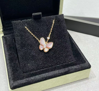 [⭐Hinora Jewelry]BUTTERFLY PINK MOTHER-OF-PEARL DIAMOND NECKLACE