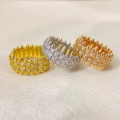 [⭐Hinora Jewelry]CLASH DOUBLE-ROW RIVET RING WITH DIAMOND SETTING