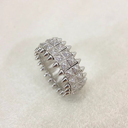 [⭐Hinora Jewelry]CLASH DOUBLE-ROW RIVET RING WITH DIAMOND SETTING