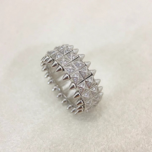 [⭐Hinora Jewelry]CLASH DOUBLE-ROW RIVET RING WITH DIAMOND SETTING