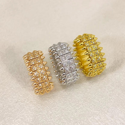 [⭐Hinora Jewelry]CLASH DOUBLE-ROW RIVET RING WITH DIAMOND SETTING