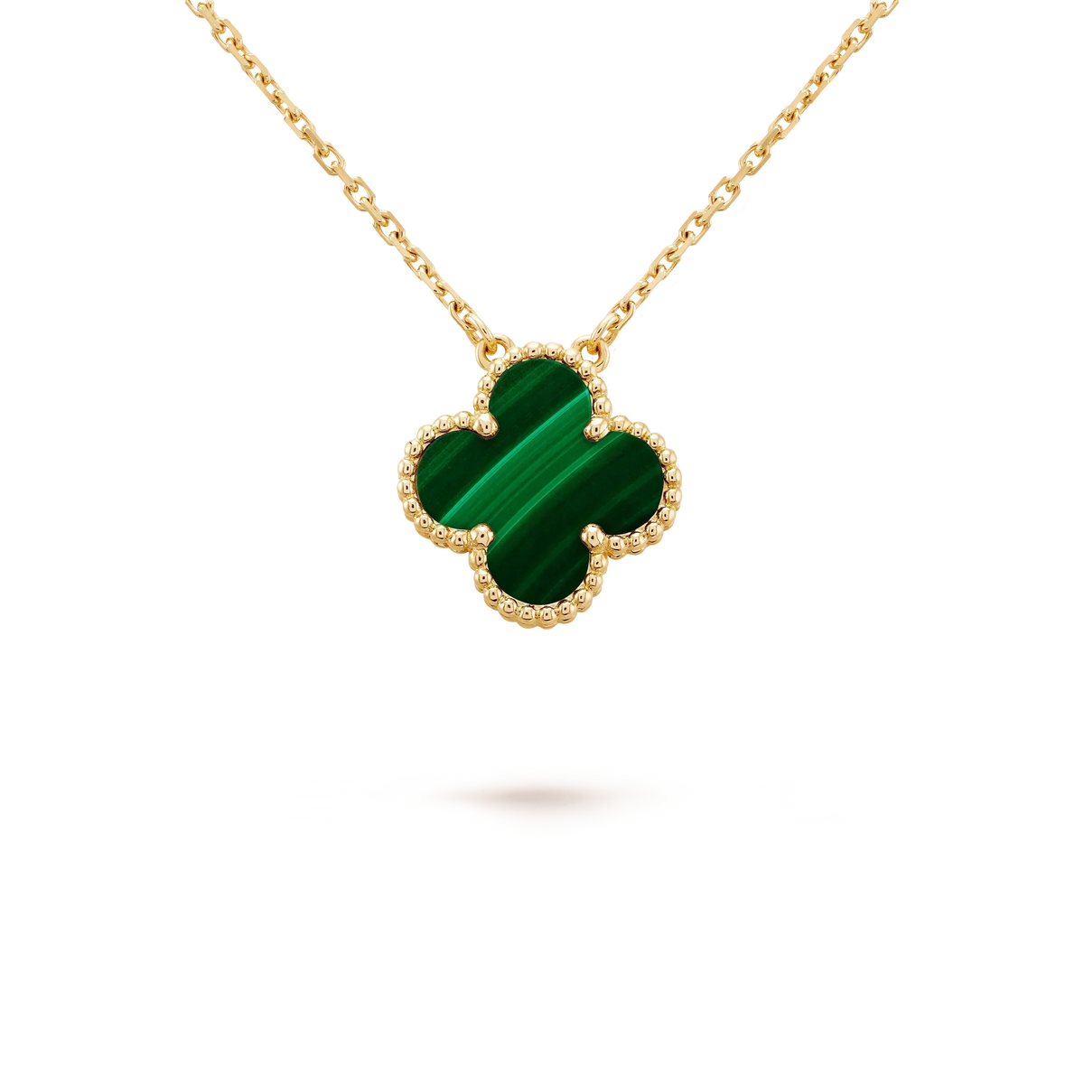 [⭐Hinora Jewelry]CLOVER 15MM MALACHITE SINGLE FLOWER  NECKLACE