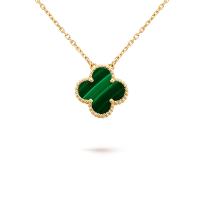 [⭐Hinora Jewelry]CLOVER 15MM MALACHITE SINGLE FLOWER  NECKLACE