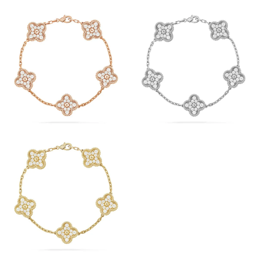 [⭐Hinora Jewelry] CLOVER 5 MOTIF FULL DIAMOND BRACELET COLLECTION