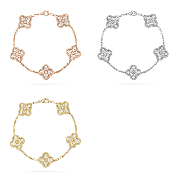 [⭐Hinora Jewelry] CLOVER 5 MOTIF FULL DIAMOND BRACELET COLLECTION