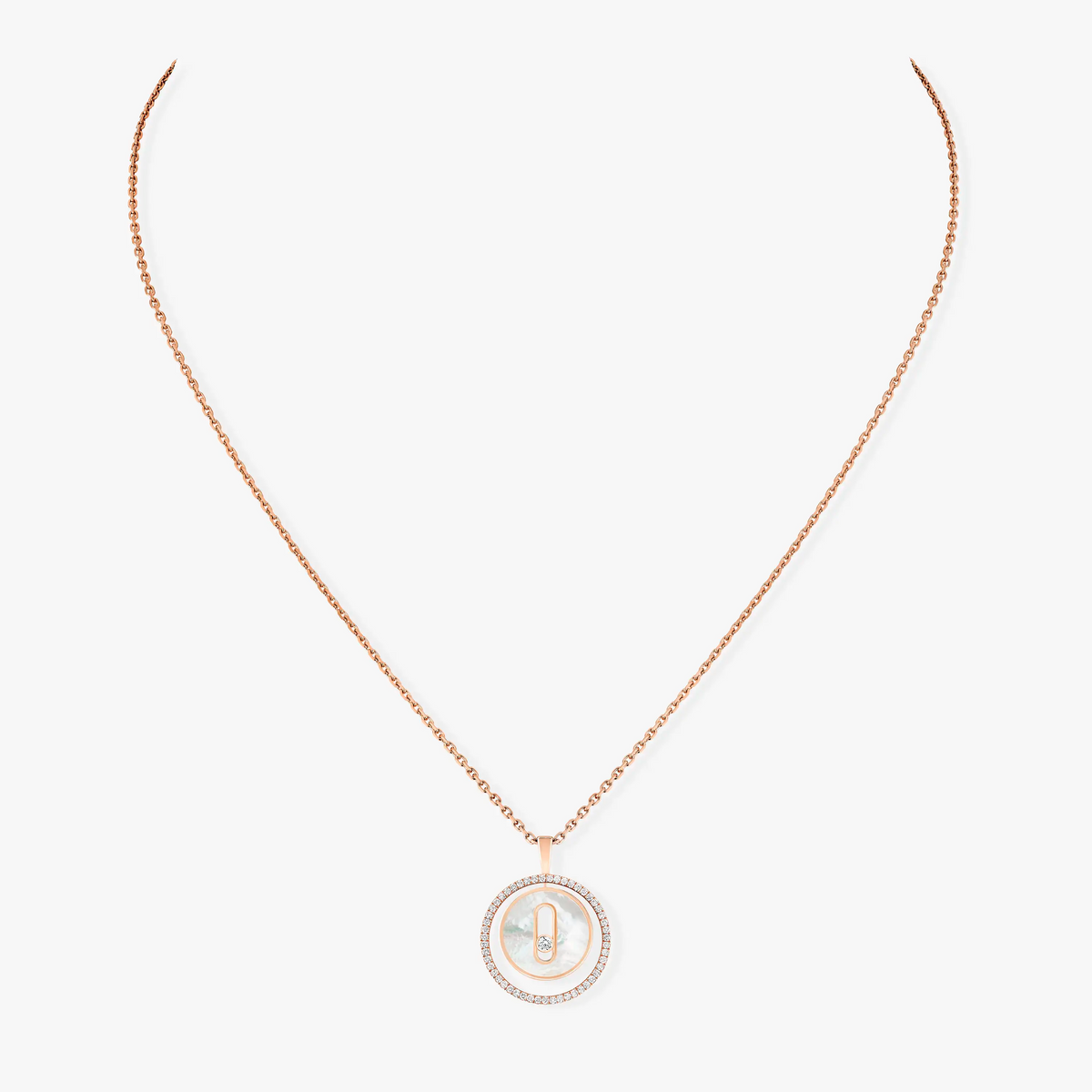 [⭐Hinora Jewelry]Demo MOVE 1 DIAMOND WHITE MOTHER OF PEARL PINK GOLD DIAMOND NECKLACE
