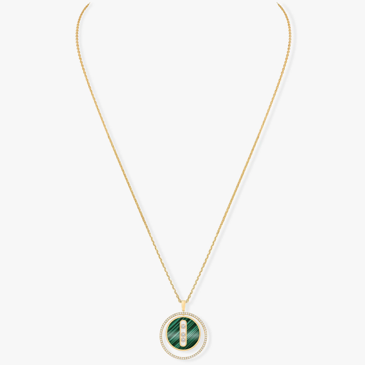 [⭐Hinora Jewelry]Demo MOVE 3 DIAMOND MALACHITE GOLD DIAMOND NECKLACE