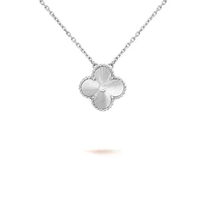 [⭐Hinora Jewelry]CLOVER  15MM DIAMOND LASER NECKLACE SILVER