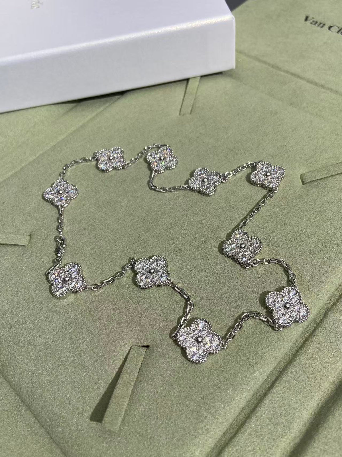 [⭐Hinora Jewelry]CLOVER 10 MOTIFS  FULL DIAMOND NECKLACE