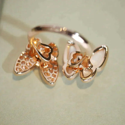 [⭐Hinora Jewelry]TWIN BUTTERFLY DIAMOND MOP RING