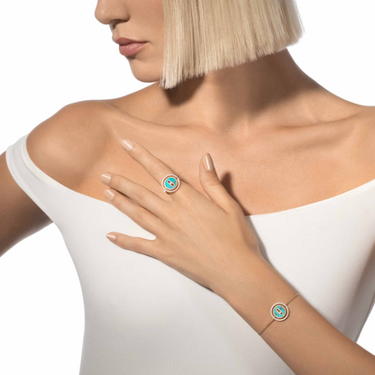 [⭐Hinora Jewelry]Demo MOVE TURQUOISE PINK GOLD DIAMOND BRACELET