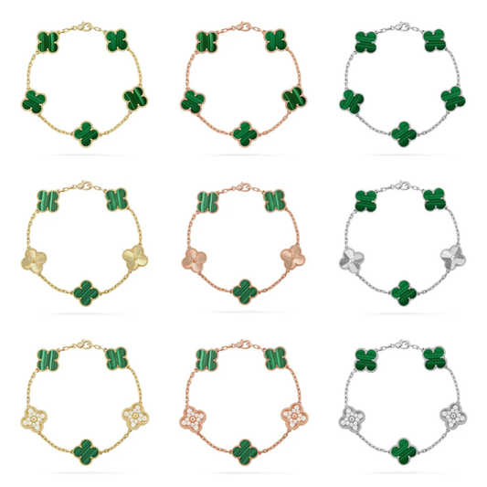 [⭐Hinora Jewelry] CLOVER 5 MOTIF MALACHITE BRACELET COLLECTION