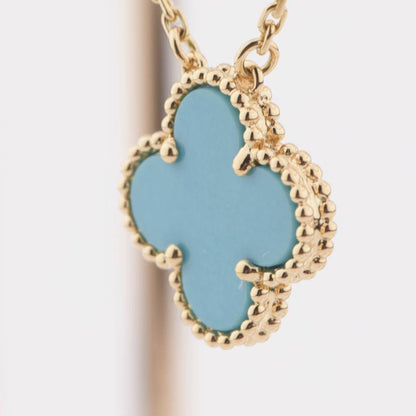 [⭐Hinora Jewelry]CLOVER 15MM VINTAGE TURQUOISE NECKLACE