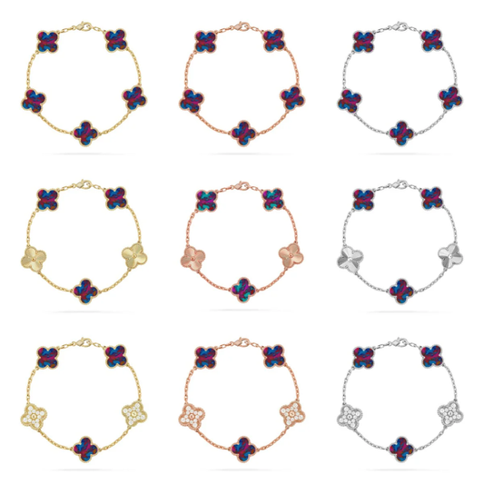 [⭐Hinora Jewelry]CLOVER 5 MOTIF COLOR GEMSTONES BRACELET COLLECTION