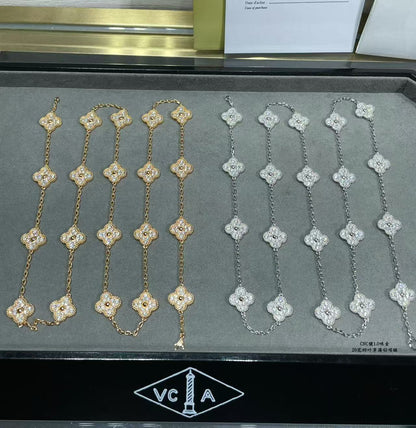 [⭐Hinora Jewelry]CLOVER 20 MOTIFS FULL-DIAMOND NECKLACE