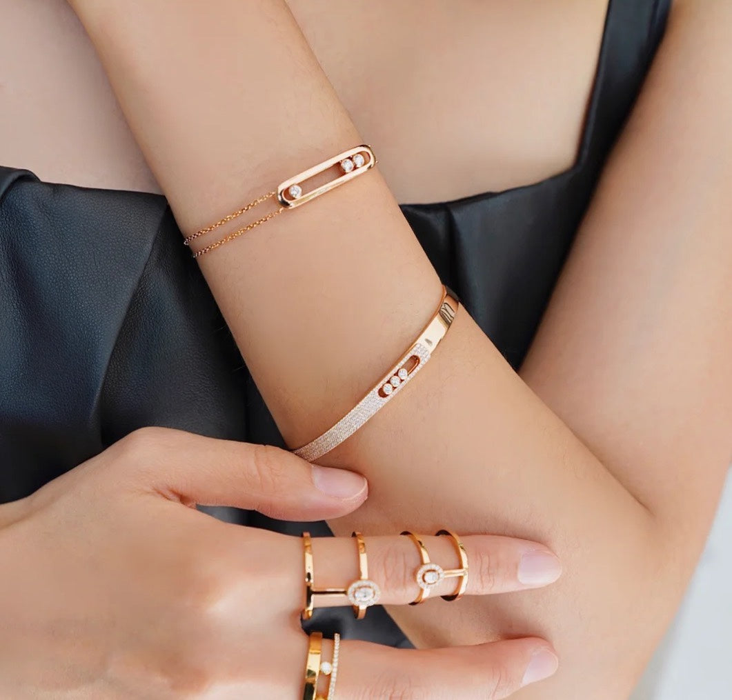 [⭐Hinora Jewelry]Move Noa Rose Gold Pavé Diamond Bangle Bracelet