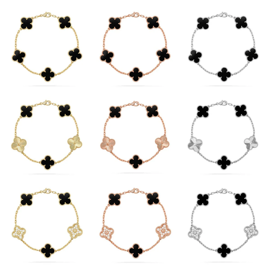 [⭐Hinora Jewelry] CLOVER 5 MOTIF ONYXS BRACELET COLLECTION