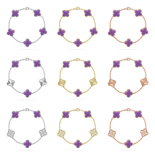 [⭐Hinora Jewelry]CLOVER 5 MOTIF LIGHT PURPLE BRACELET COLLECTION