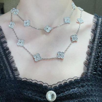 [⭐Hinora Jewelry]CLOVER 20 MOTIFS FULL-DIAMOND NECKLACE