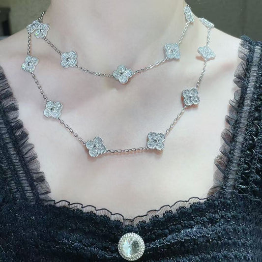 [⭐Hinora Jewelry]CLOVER 20 MOTIFS FULL-DIAMOND NECKLACE