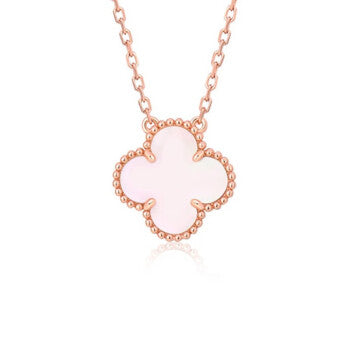 [⭐Hinora Jewelry]CLOVER 15MM PINK MOTHER-OF-PEARL SINGLE FLOWER NECKLACE