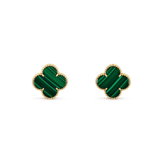 [⭐Hinora Jewelry]CLOVER MINI 9.5MM MALACHITE  EARRINGS