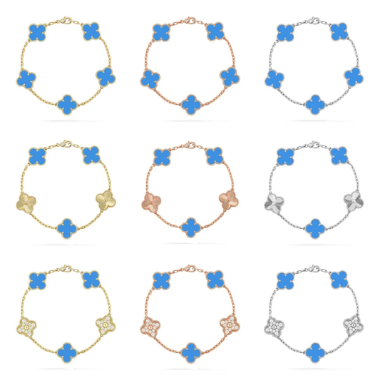 [⭐Hinora Jewelry] CLOVER 5 MOTIF BLUE AGATE BRACELET COLLECTION