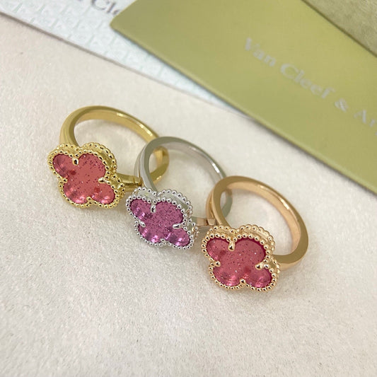 [⭐Hinora Jewelry]NEW ROSE QUARTZ FOUR-LEAF CLOVER RING