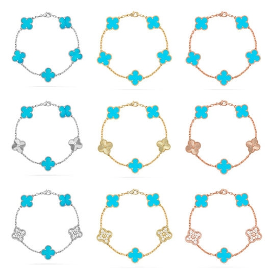 [⭐Hinora Jewelry] CLOVER 5 MOTIF TURQUOISE BRACELET COLLECTION