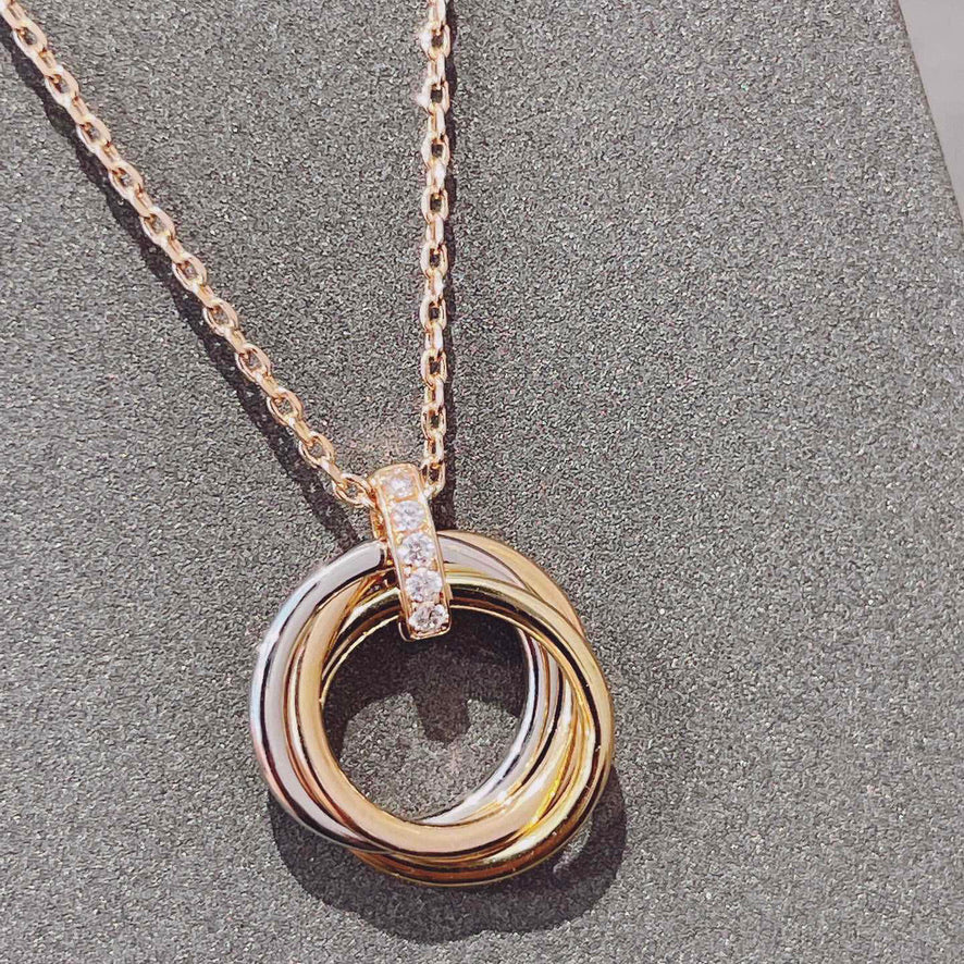 [⭐Hinora Jewelry]TRINITY NECKLACE GOLD  DIAMONDS