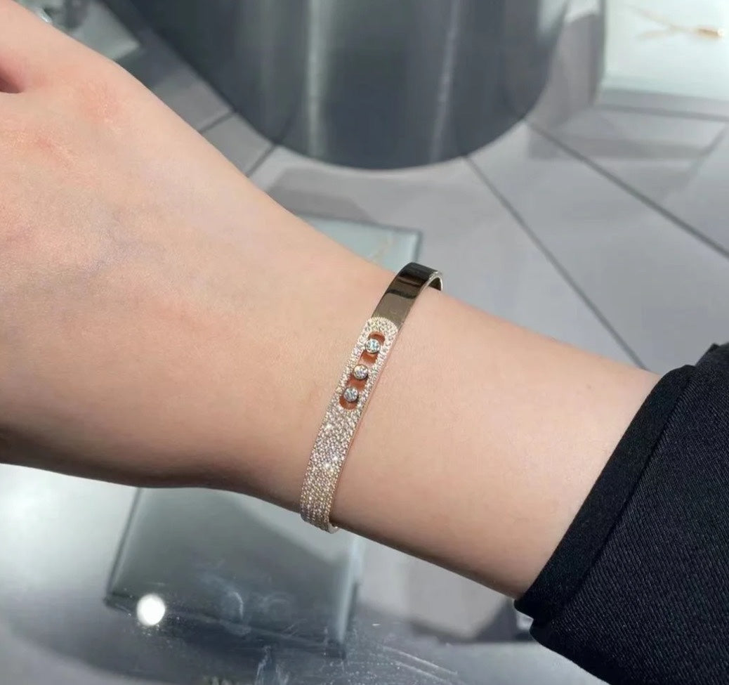 [⭐Hinora Jewelry]Move Noa Rose Gold Pavé Diamond Bangle Bracelet